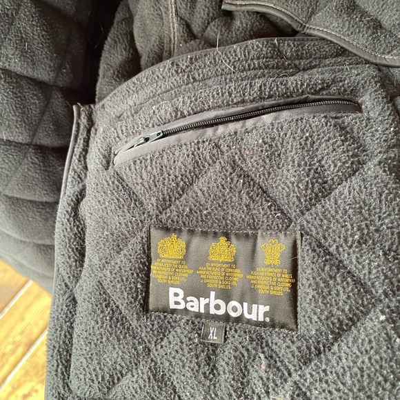 Vintage XL Barbour black winter chore shovel fleeced quilted vintage coat Bardon - Picture 13 of 16